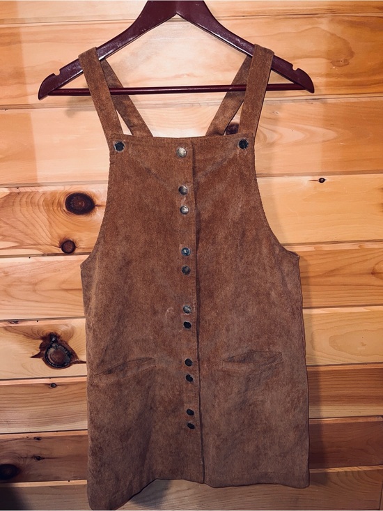 Lulus Dresses & Skirts - Lulu's Tan Corduroy Pinafore Dress